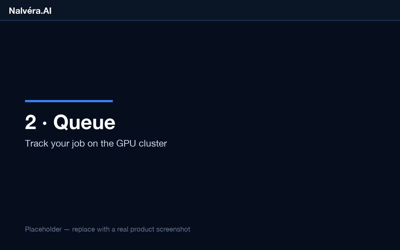 Job Queue screen — table of running jobs with live status